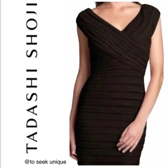 NWT TADASHI SHOJI Collection Shutter Pleat Bandage Cocktail Evening Dress sz 4 - Picture 11 of 12